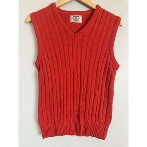80s VTG Barrel Sweater Vest Women's 18 (Small) Red Cable Knit Preppy Made in USA